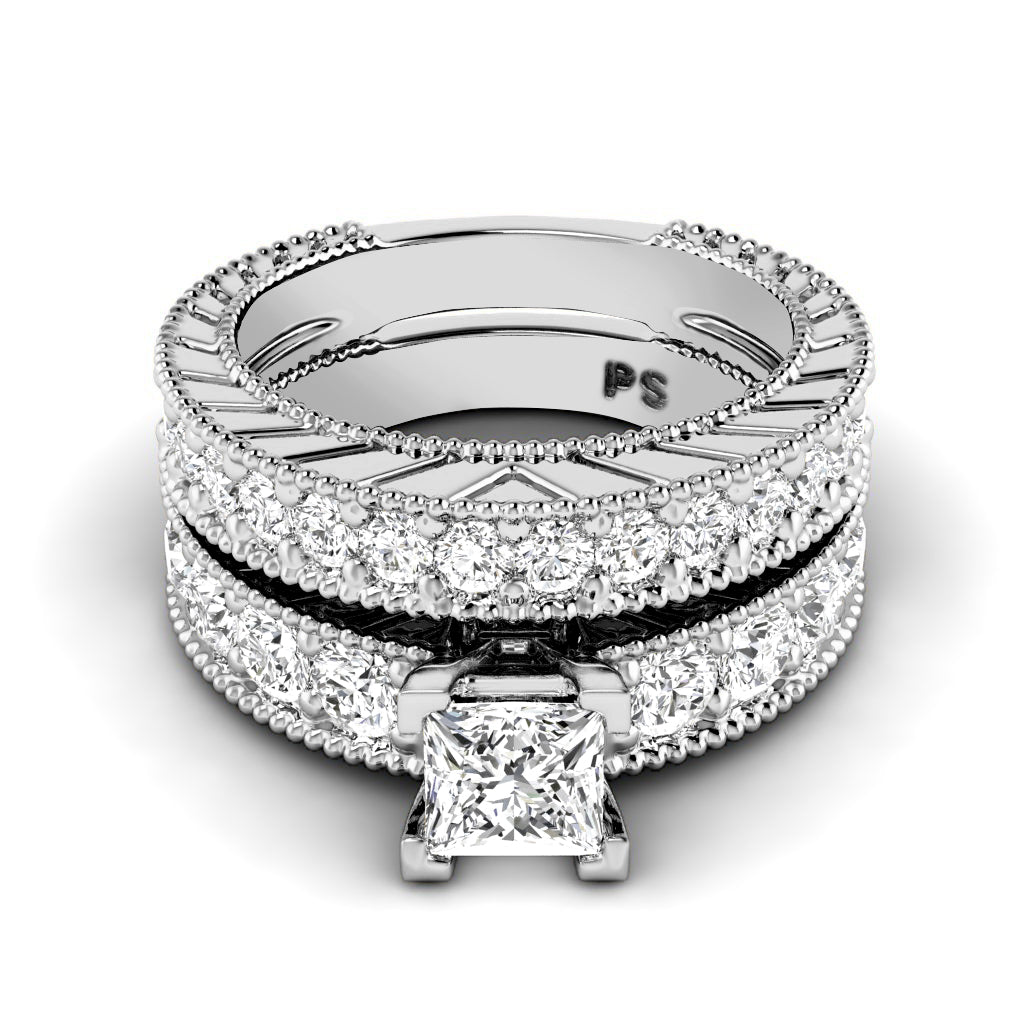 1.80-2.95 CT Princess & Round Cut Natural Diamonds - Bridal Set