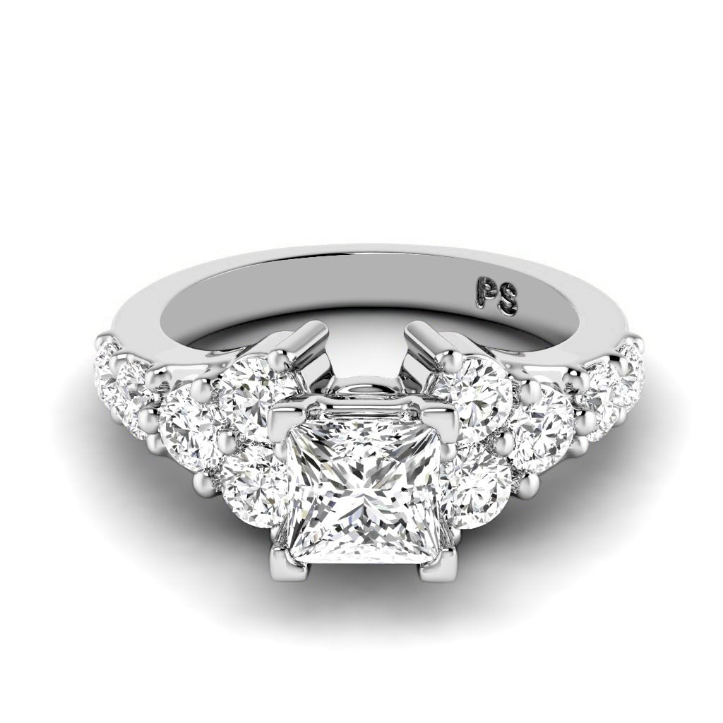 1.90 - 7.40 CT Princess & Round Cut Diamonds - Engagement Ring - Primestyle.com