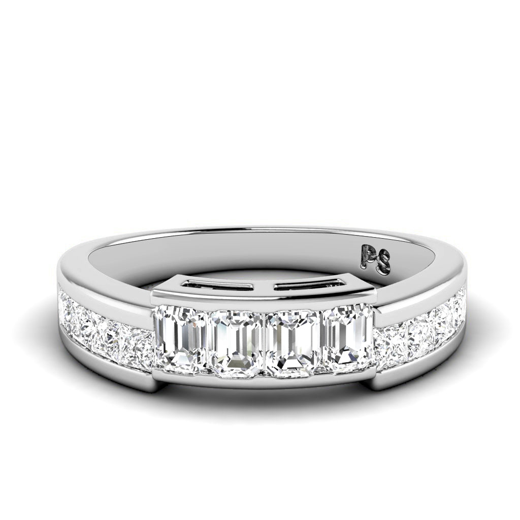 1.40 CT Princess &amp; Emerald Cut Diamonds - Wedding Band