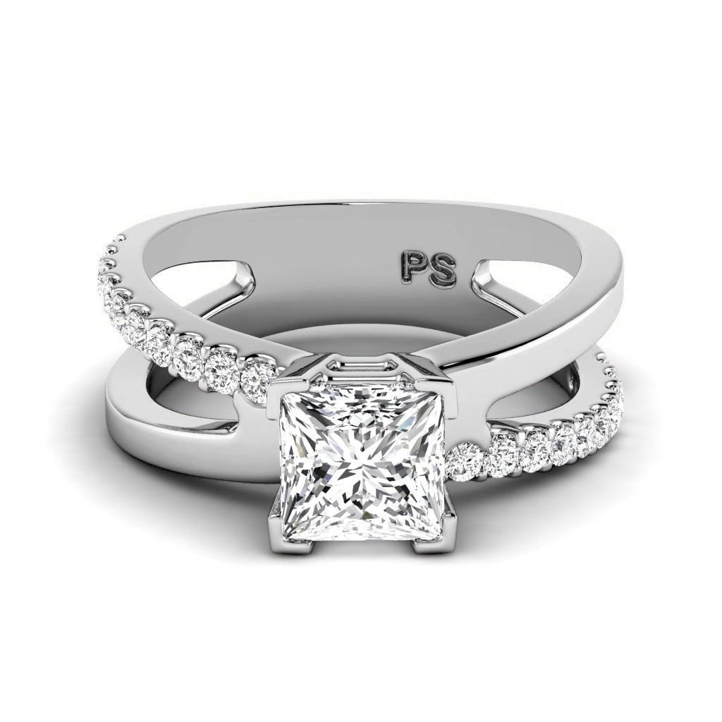 0.60 - 1.75 CT Princess & Round Cut Natural Diamonds - Engagement Ring - Primestyle.com