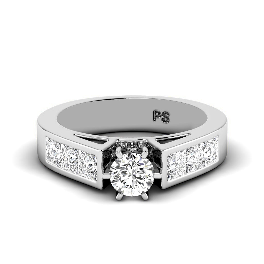 1.40-2.55 CT Princess & Round Cut Diamonds - Engagement Ring