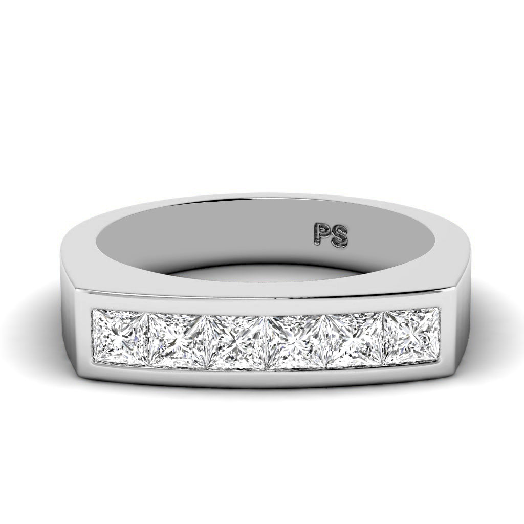 1.00 CT Princess Cut Lab Grown Diamonds - Mens Wedding Band