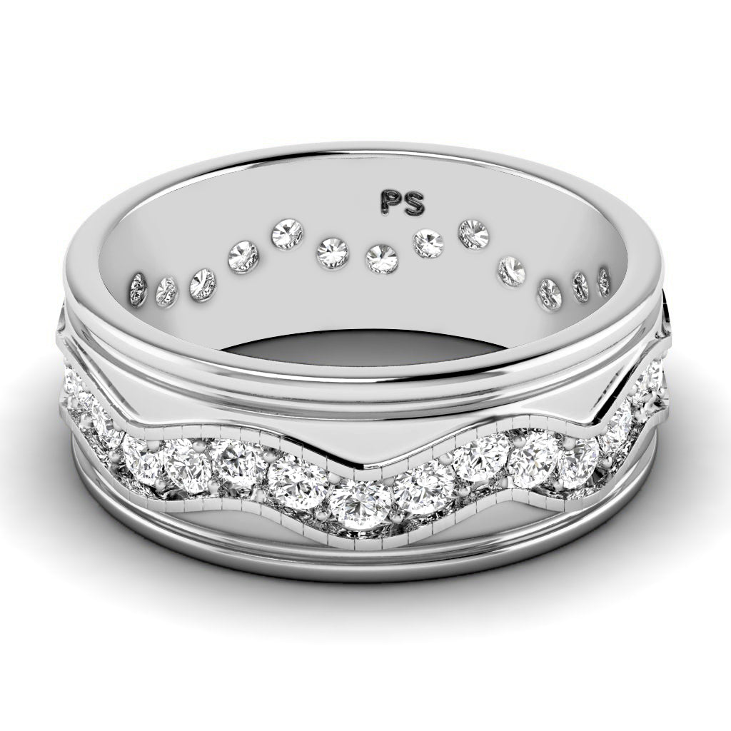 1.50 CT Round Cut Diamonds - Mens Wedding Band