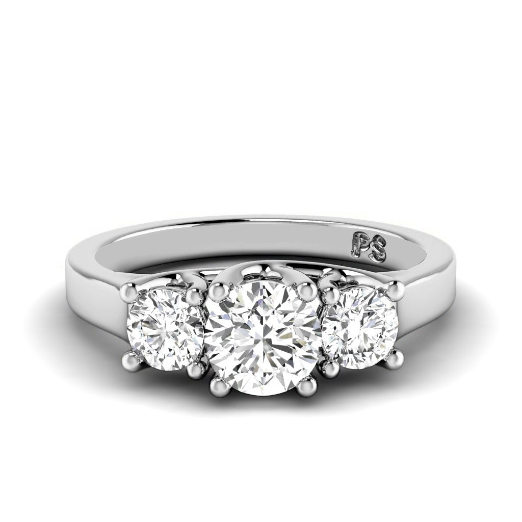 0.90 CT Round Cut Natural Diamonds - Three Stone Rings