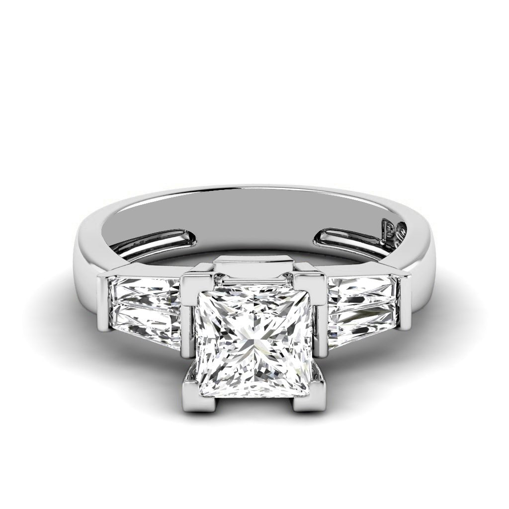 0.90-6.40 CT Princess & Taper Cut Lab Grown Diamonds - Engagement Ring