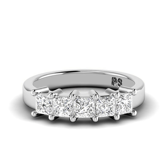 0.90 CT Princess Cut Lab Grown Diamonds - Wedding Band