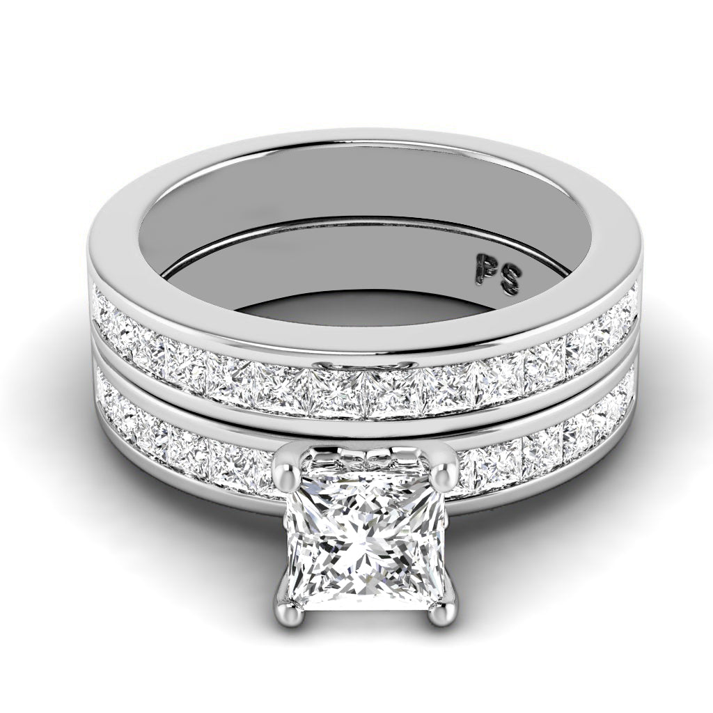 2.10-3.25 CT Princess Cut Natural Diamonds - Bridal Set