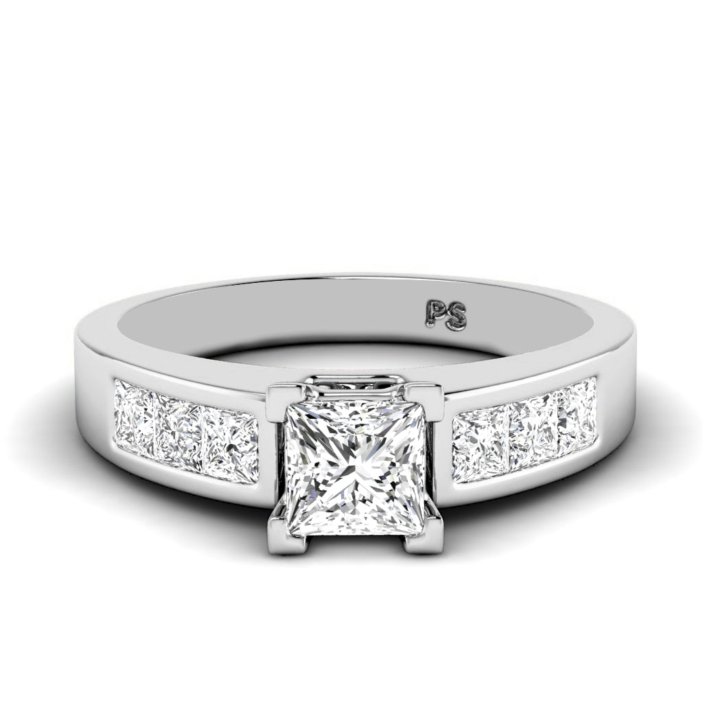 1.15-2.30 CT Princess Cut Natural Diamonds - Engagement Ring