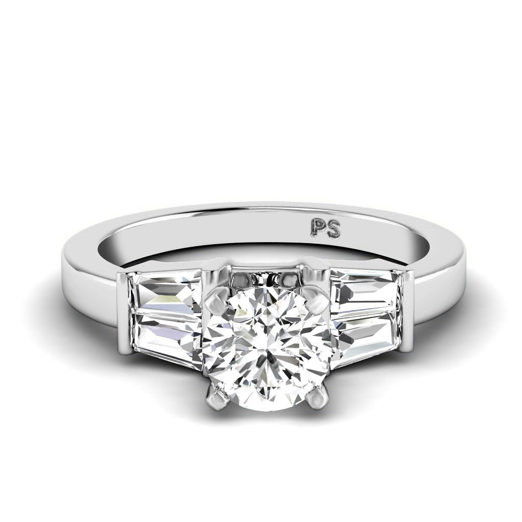 0.90-6.40 CT Round & Taper Cut Diamonds - Engagement Ring
