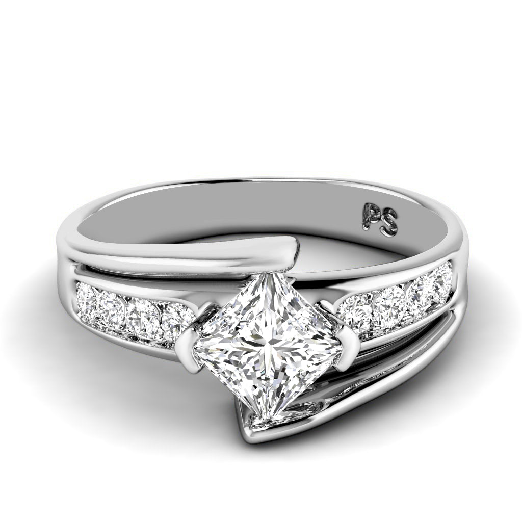 0.75-6.25 CT Princess & Round Cut Lab Grown Diamonds - Engagement Ring