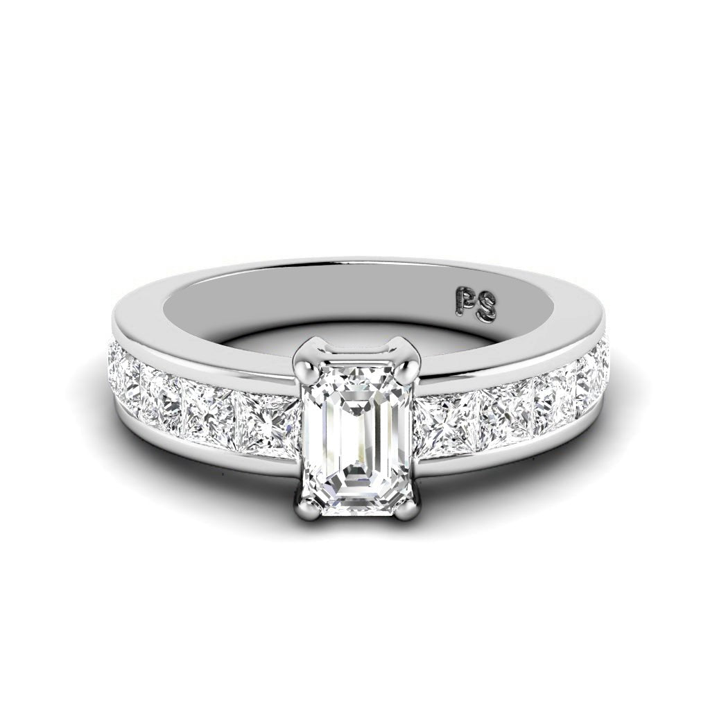 1.85 - 3.00 CT Emerald & Princess Cut Natural Diamonds - Engagement Ring - Primestyle.com