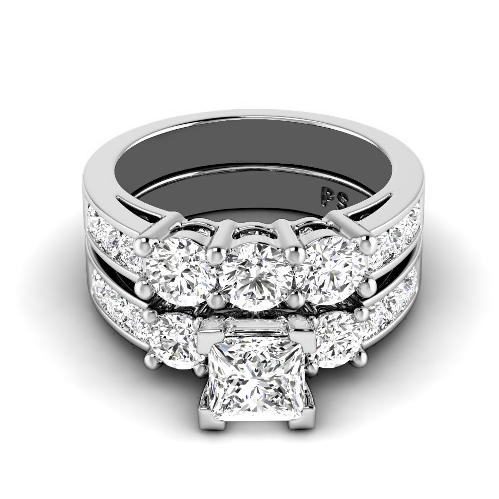 2.15-3.30 CT Round & Princess Cut Diamonds - Bridal Set