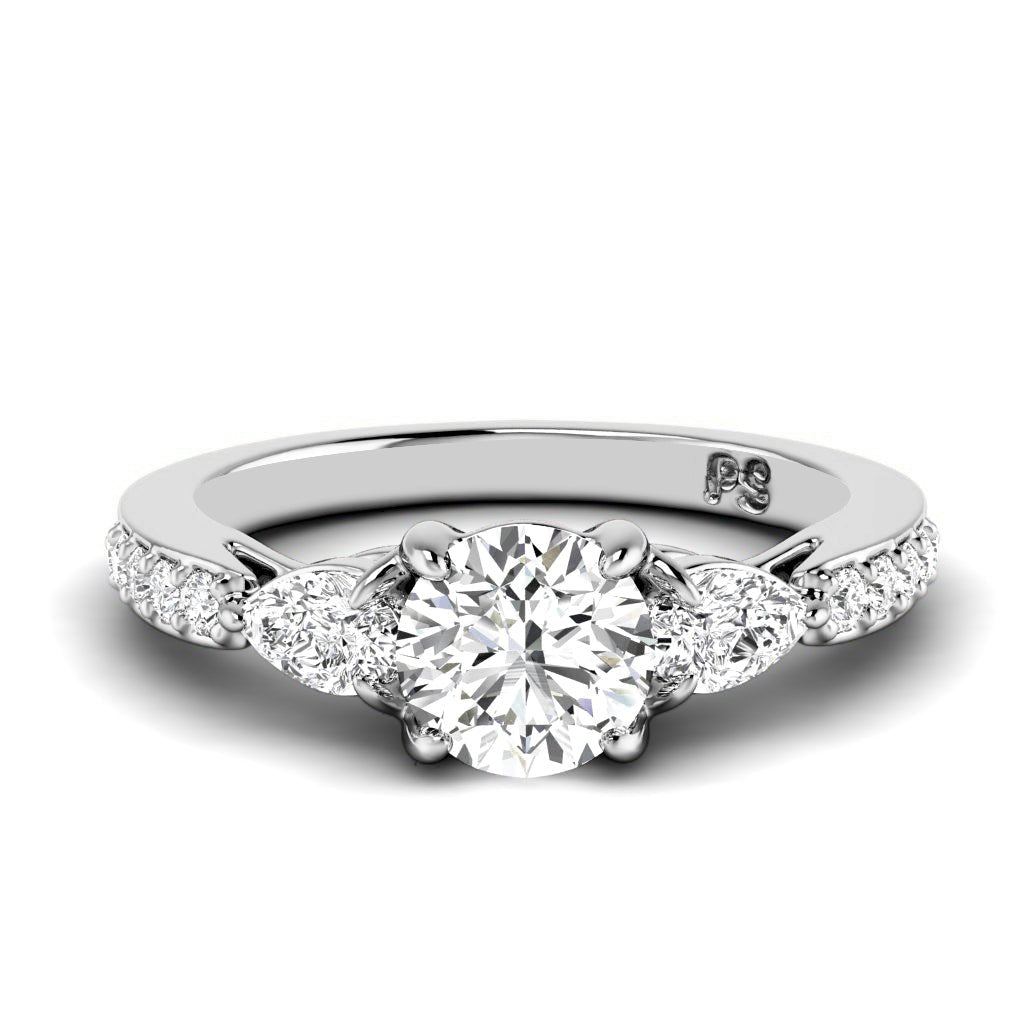 0.85 - 2.00 CT Pear & Round Cut Natural Diamonds - Engagement Ring - Primestyle.com