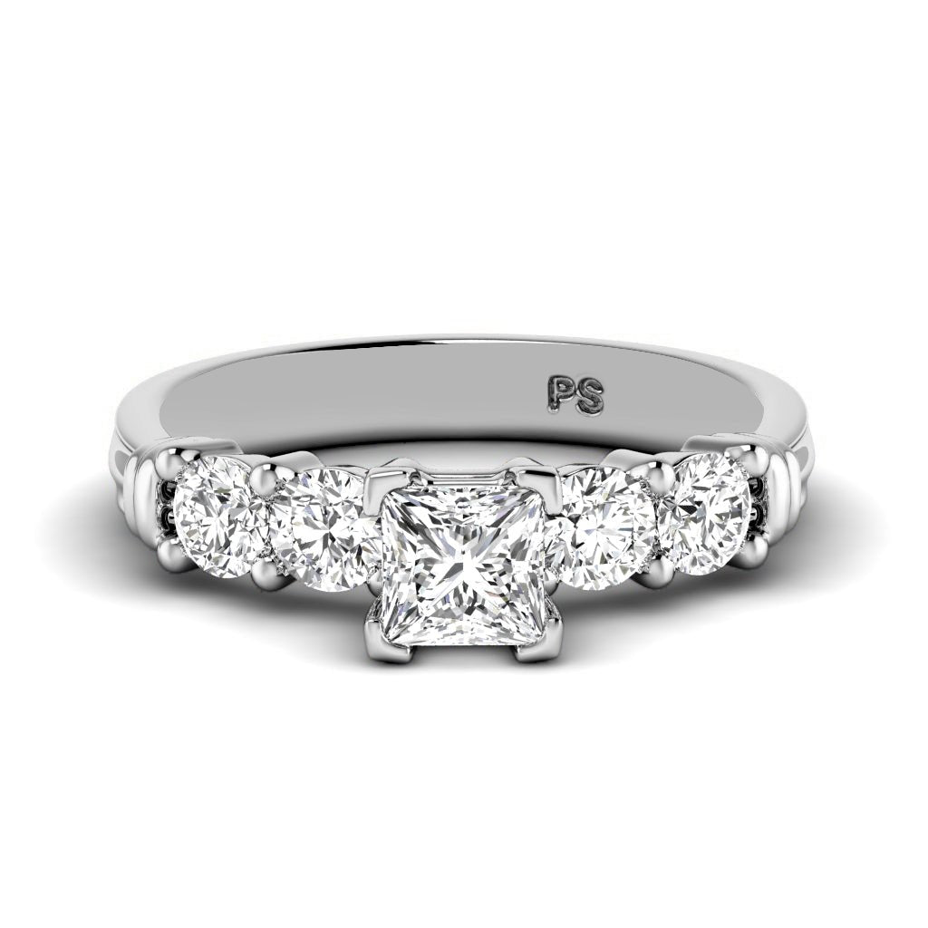 1.05-6.55 CT Princess & Round Cut Lab Grown Diamonds - Engagement Ring