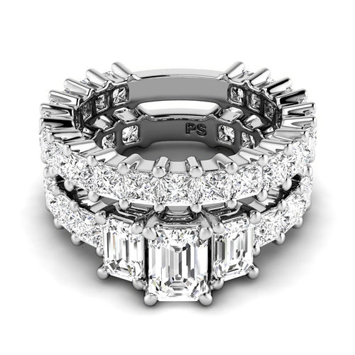 5.20-7.70 CT Emerald & Princess Cut Lab Grown Diamonds - Bridal Set