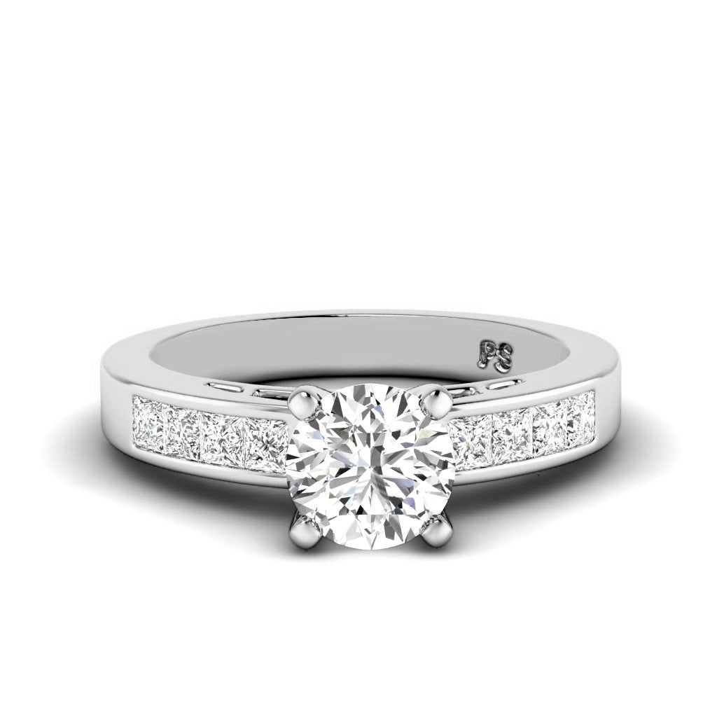 0.85-2.00 CT Princess & Round Cut Natural Diamonds - Engagement Ring