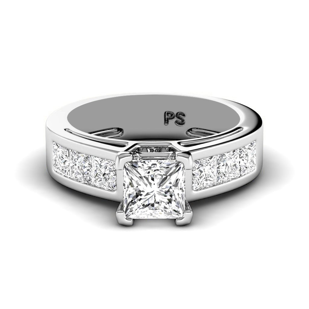 1.40-2.55 CT Princess Cut Natural Diamonds - Engagement Ring