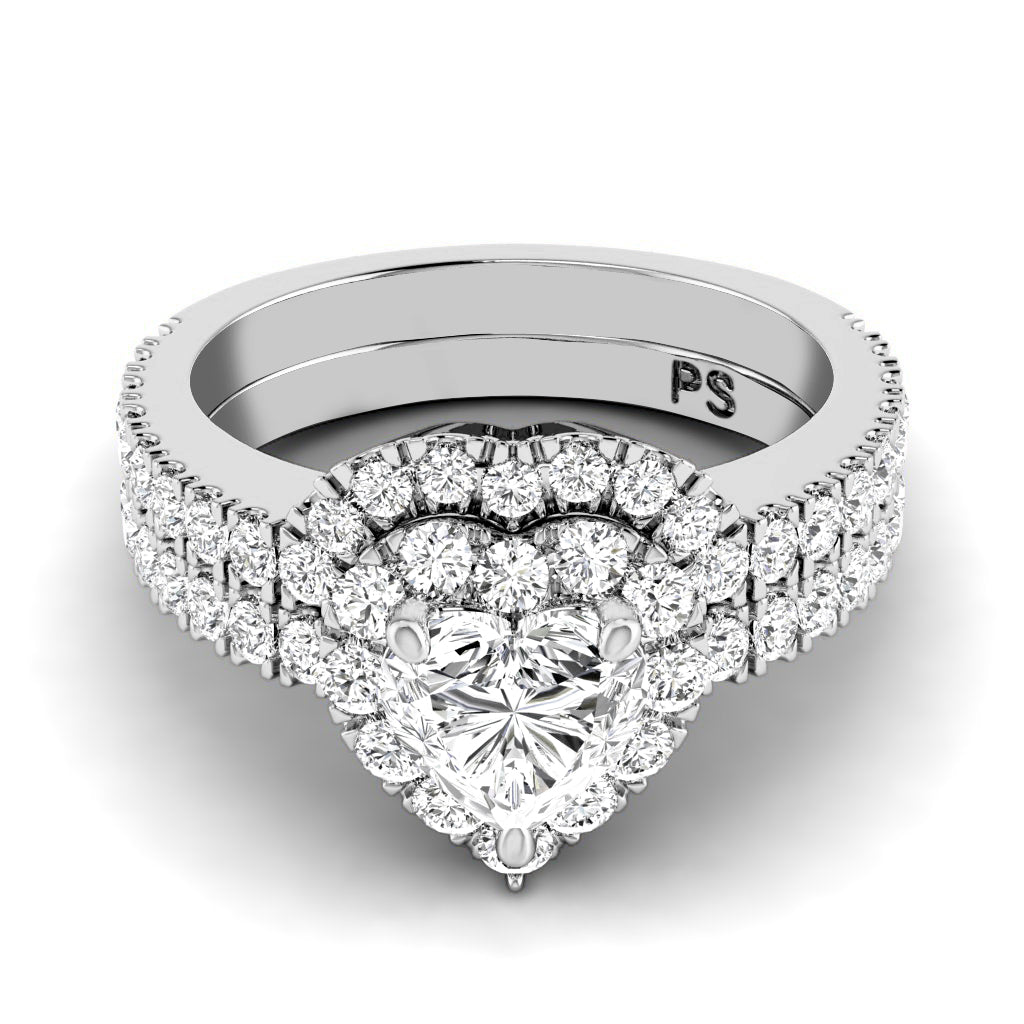 1.10-2.25 CT Round & Heart Cut Diamonds - Bridal Set