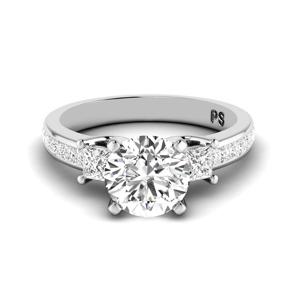 1.10-2.25 CT Princess & Round Cut Natural Diamonds - Engagement Ring