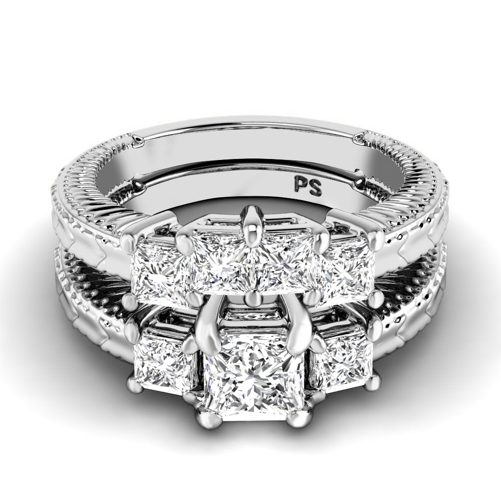 1.60-2.75 CT Princess Cut Diamonds - Bridal Set