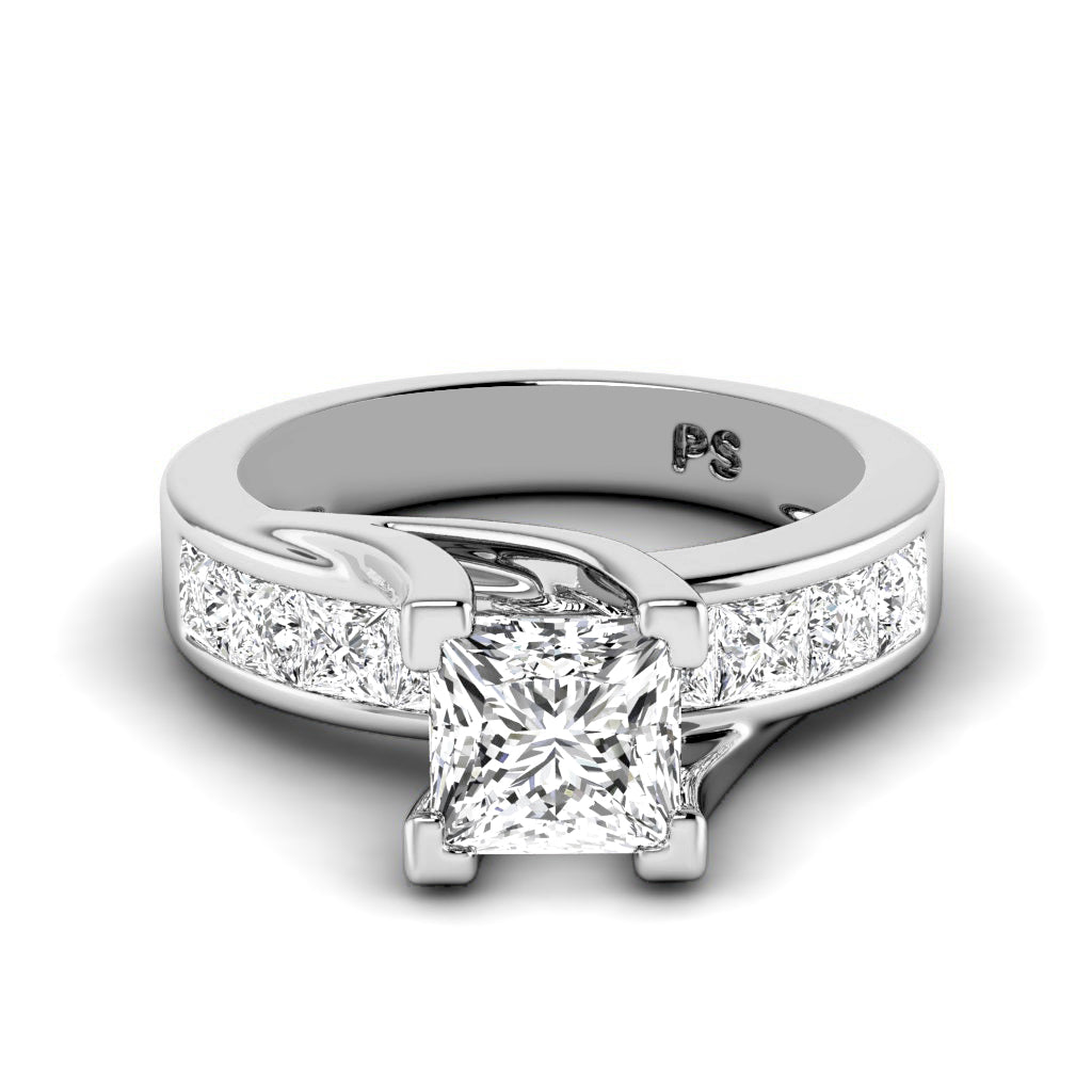 1.55-2.70 CT Princess Cut Natural Diamonds - Engagement Ring