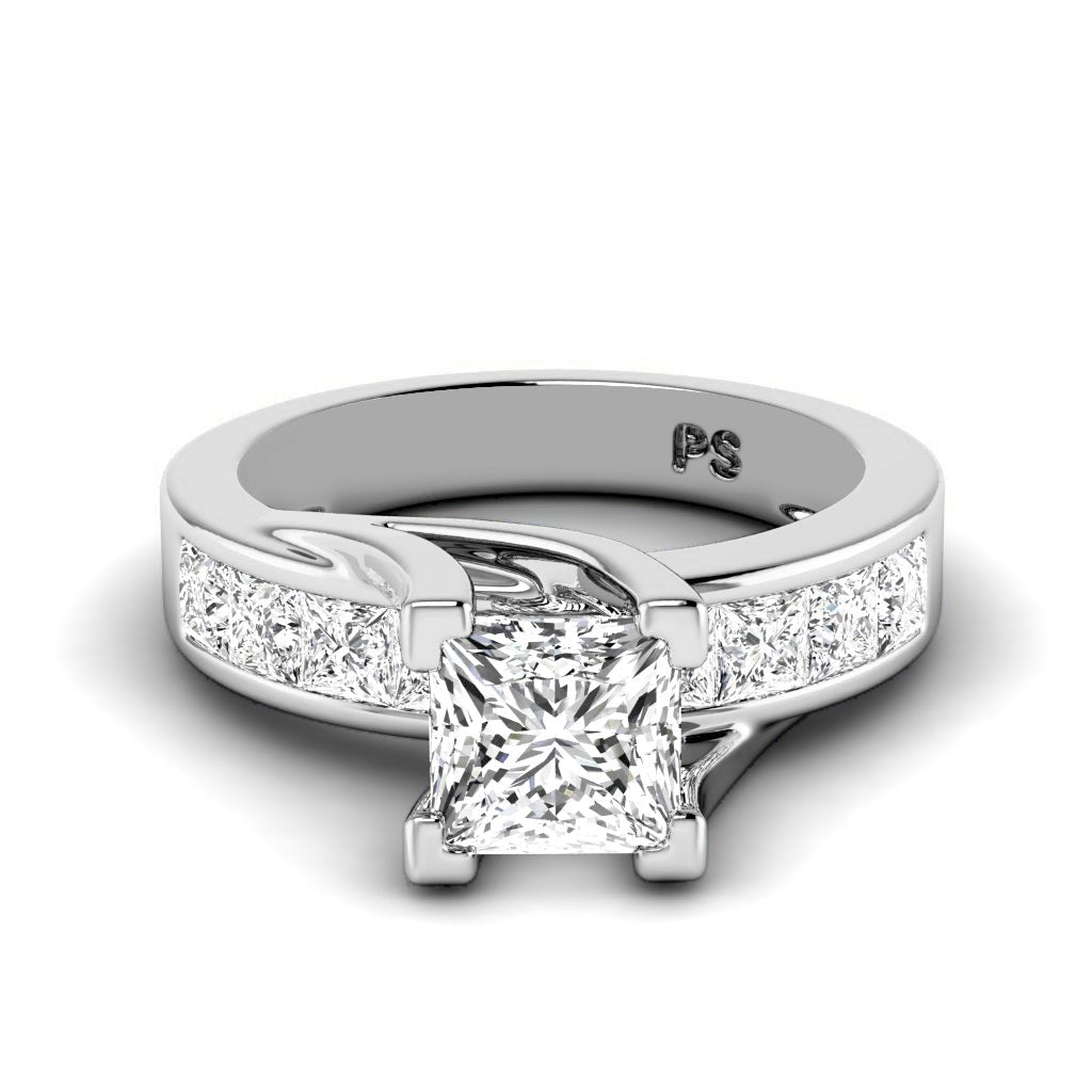 1.55-2.70 CT Princess Cut Natural Diamonds - Engagement Ring