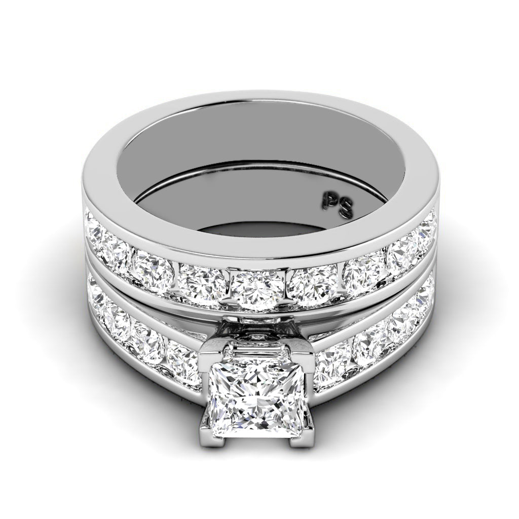 2.10-7.60 CT Princess & Round Cut Diamonds - Bridal Set