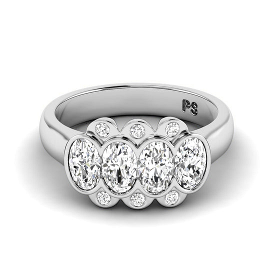 1.26 CT Round & Oval Cut Lab Grown Diamonds - Wedding Band