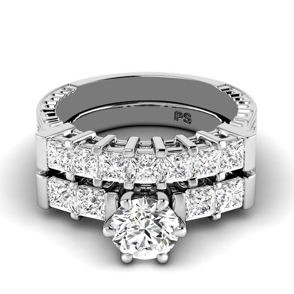 1.90-7.40 CT Princess Cut Diamonds - Bridal Set