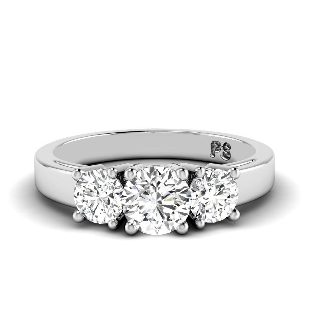 0.50 - 0.80 CT Round Cut Lab Grown Diamonds - Three Stone Ring - Primestyle.com