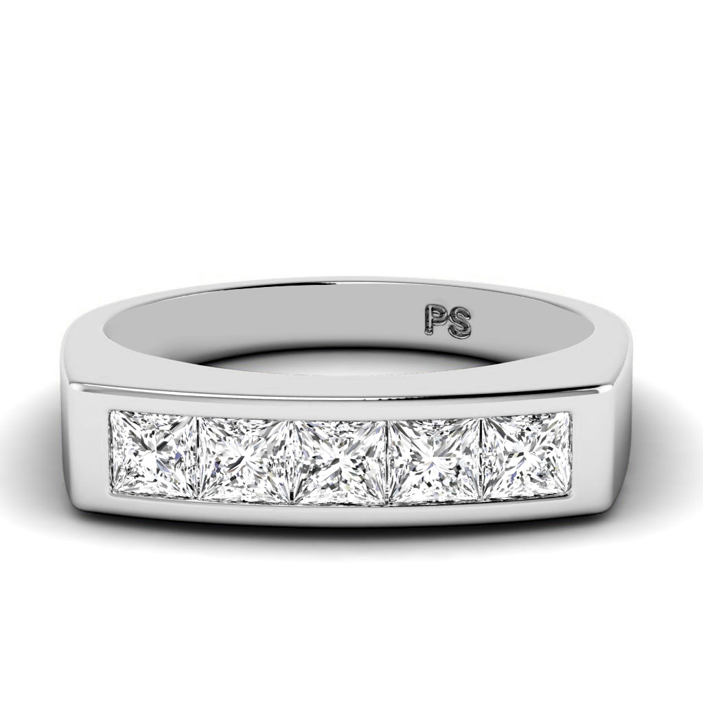 1.00 CT Princess Cut Diamonds - Mens Wedding Band