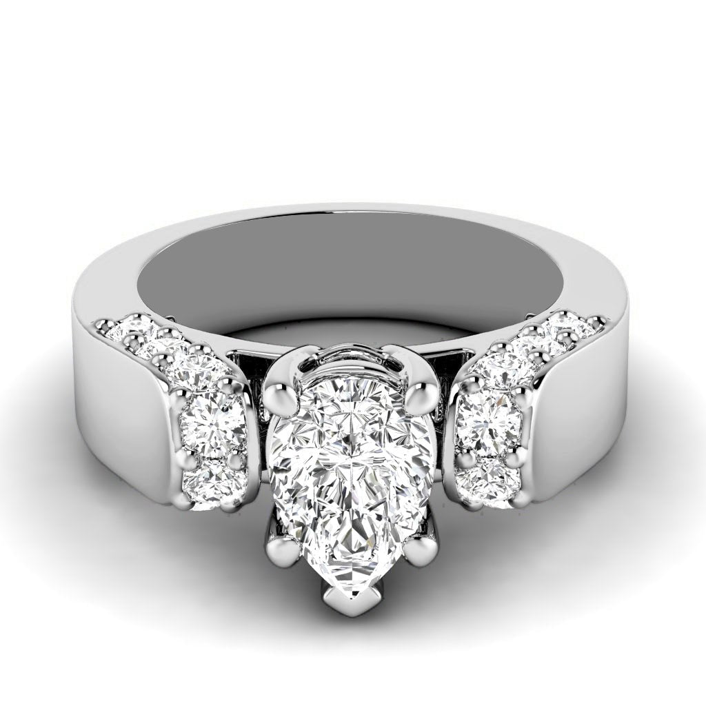 1.00 - 2.15 CT Pear & Round Cut Natural Diamonds - Engagement Ring - Primestyle.com