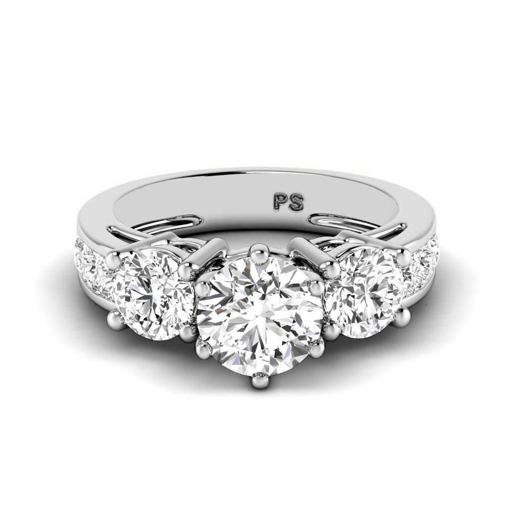 1.15-2.30 CT Princess & Round Cut Natural Diamonds - Engagement Ring
