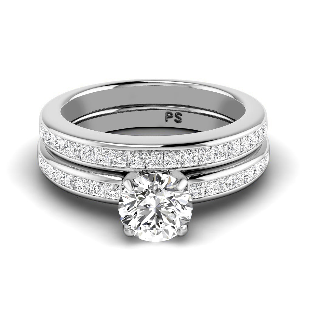 1.20-2.35 CT Princess & Round Cut Natural Diamonds - Bridal Set