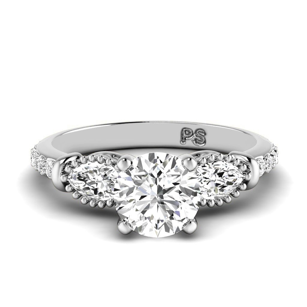 0.95-6.45 CT Marquise & Round Cut Lab Grown Diamonds - Engagement Ring