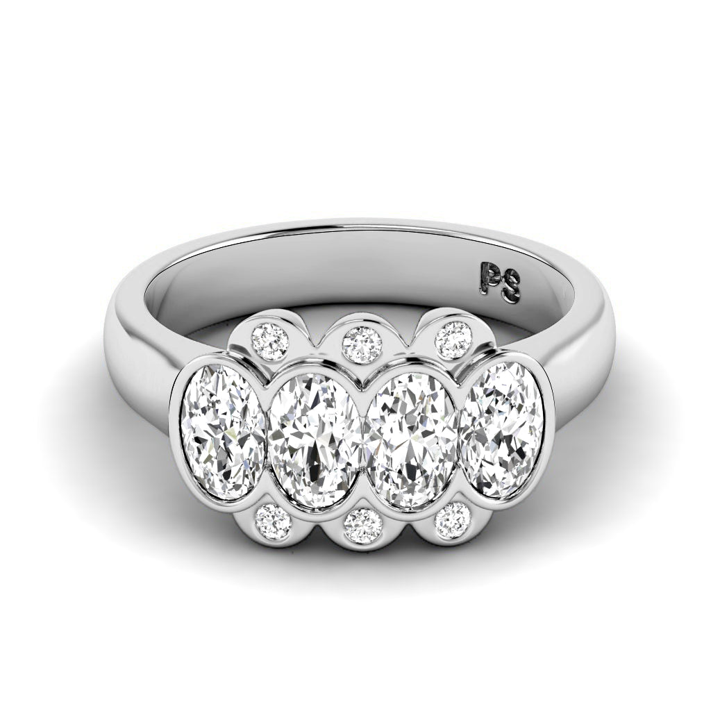 1.26 CT Round & Oval Cut Diamonds - Wedding Band