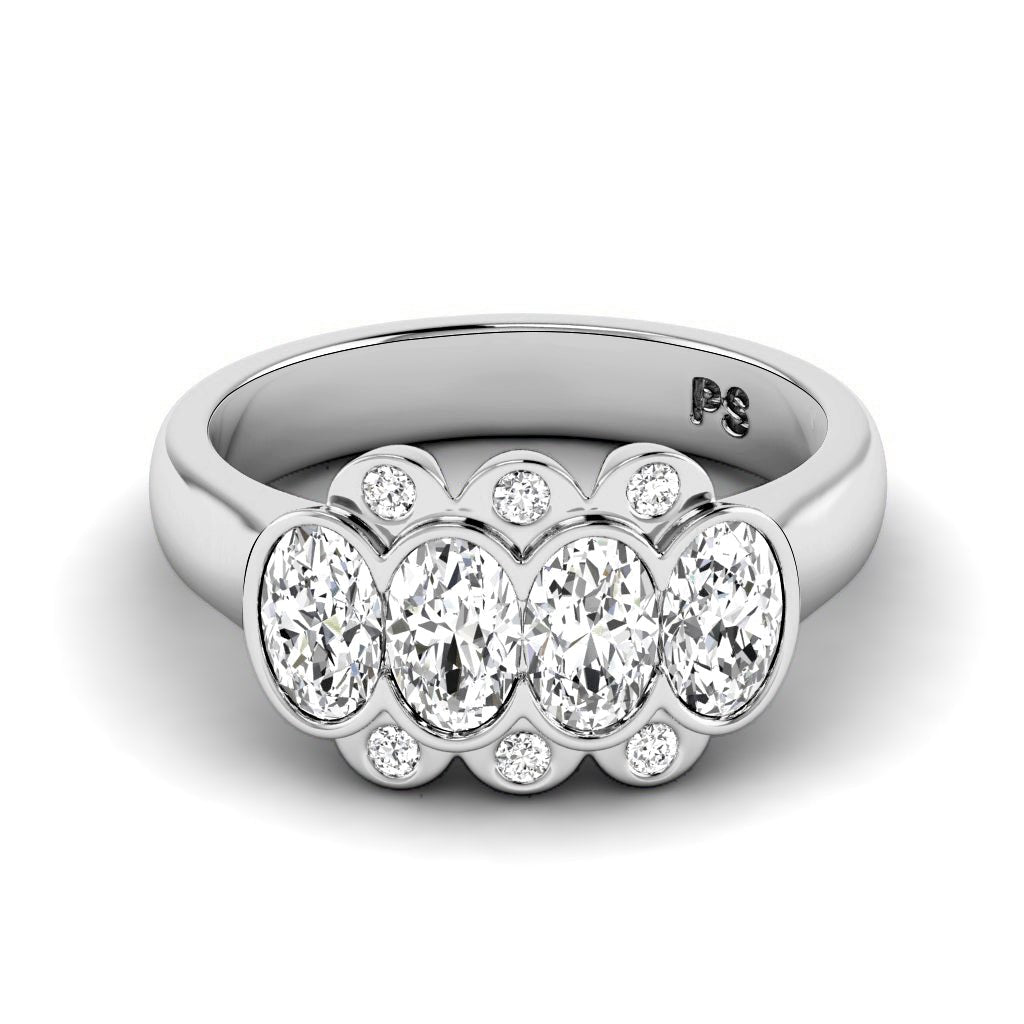 1.26 CT Oval & Round Cut Natural Diamonds - Wedding Band
