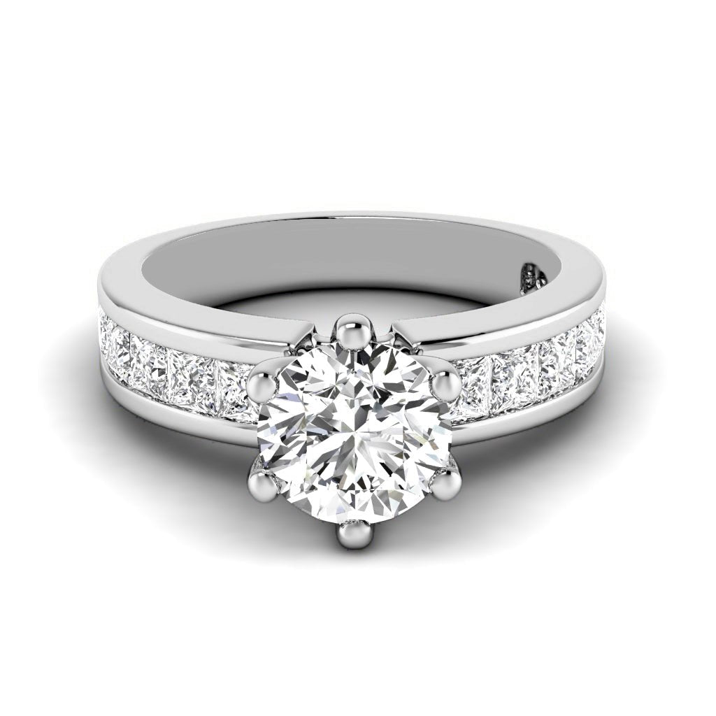 1.25-2.40 CT Princess & Round Cut Natural Diamonds - Engagement Ring