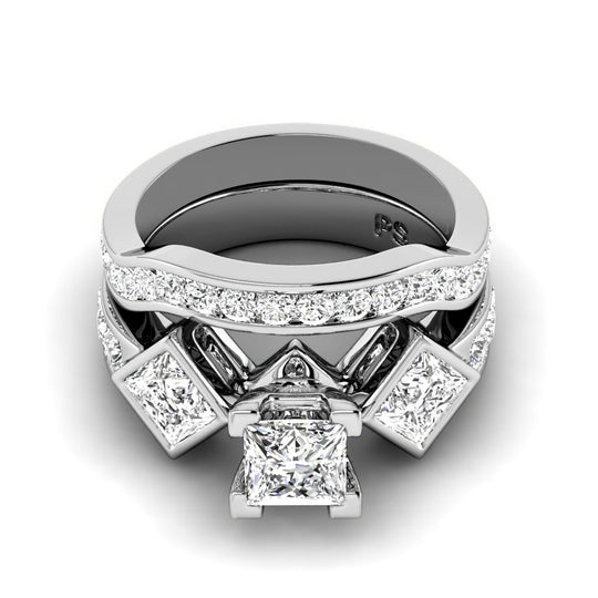 2.15-4.65 CT Round & Princess Cut Lab Grown Diamonds - Bridal Set