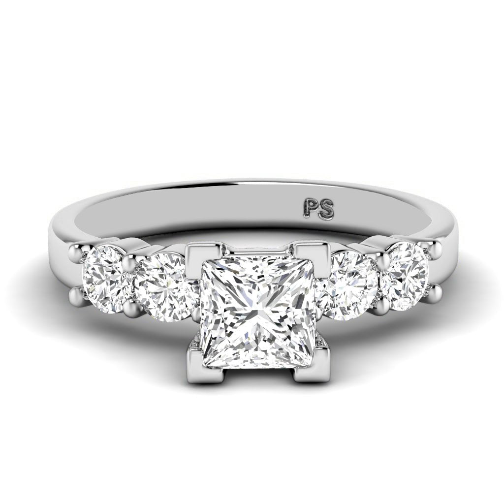 1.10-6.60 CT Princess & Round Cut Lab Grown Diamonds - Engagement Ring