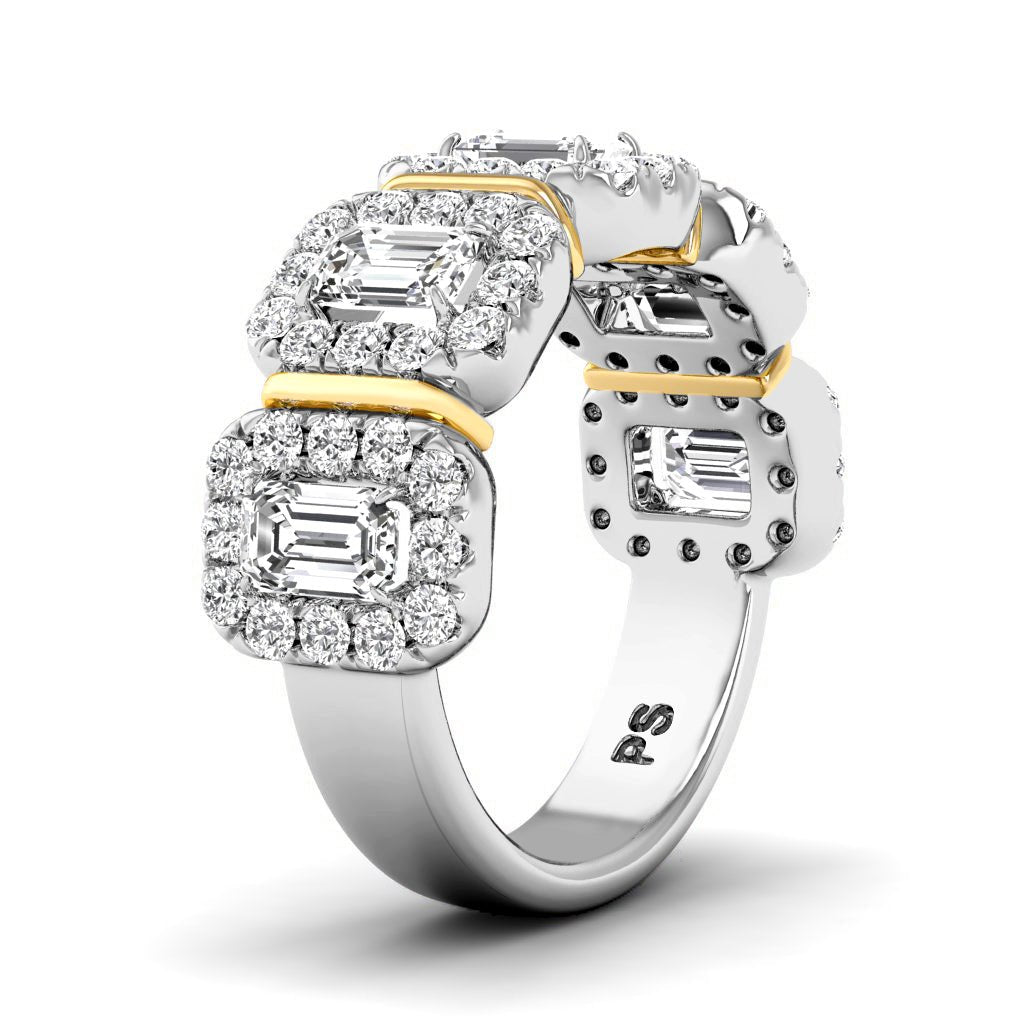 2.20 CT Round & Emerald Cut Lab Grown Diamonds - Wedding Band - Primestyle.com