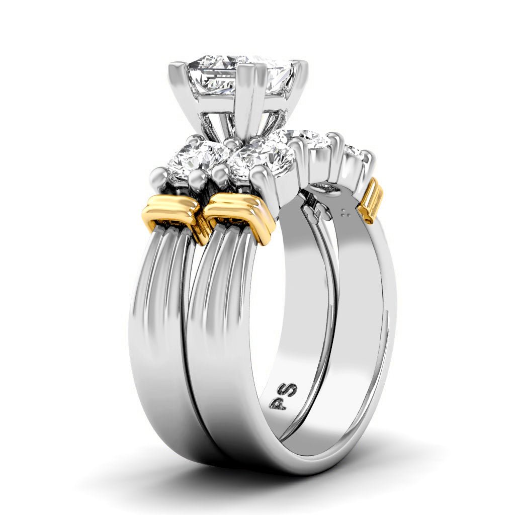 1.55 - 2.70 CT Princess & Round Cut Natural Diamonds - Bridal Set - Primestyle.com