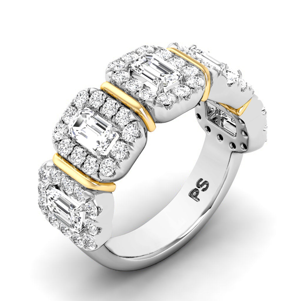 2.20 CT Round & Emerald Cut Diamonds - Wedding Band