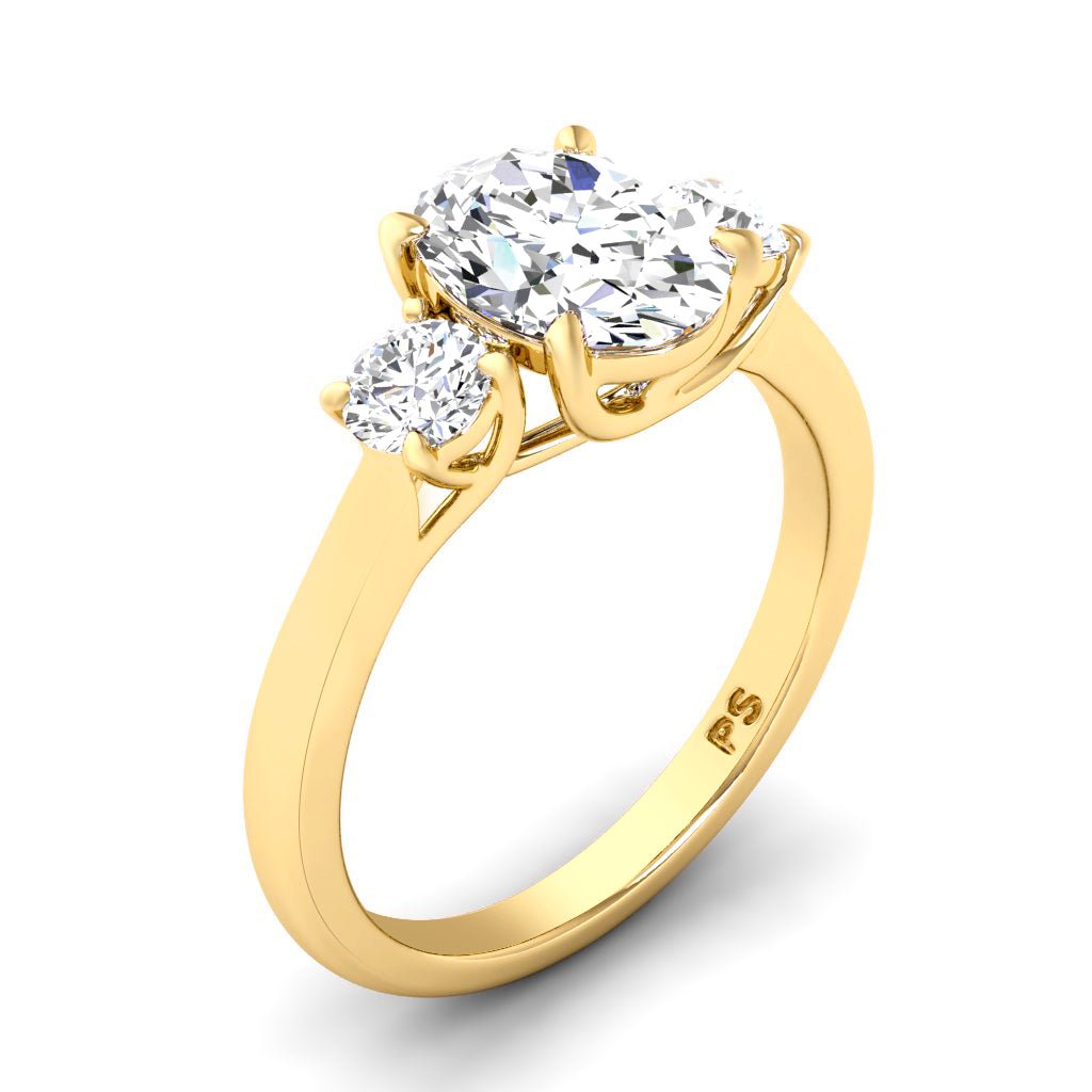 0.95 - 3.45 CT Round & Oval Cut Lab Grown Diamonds - Three Stone Ring - Primestyle.com