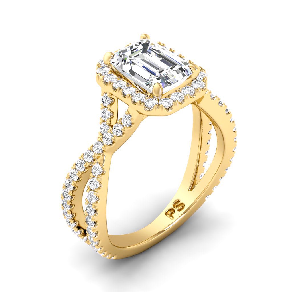 1.10 - 3.60 CT Round & Emerald Cut Lab Grown Diamonds - Halo Ring - Primestyle.com