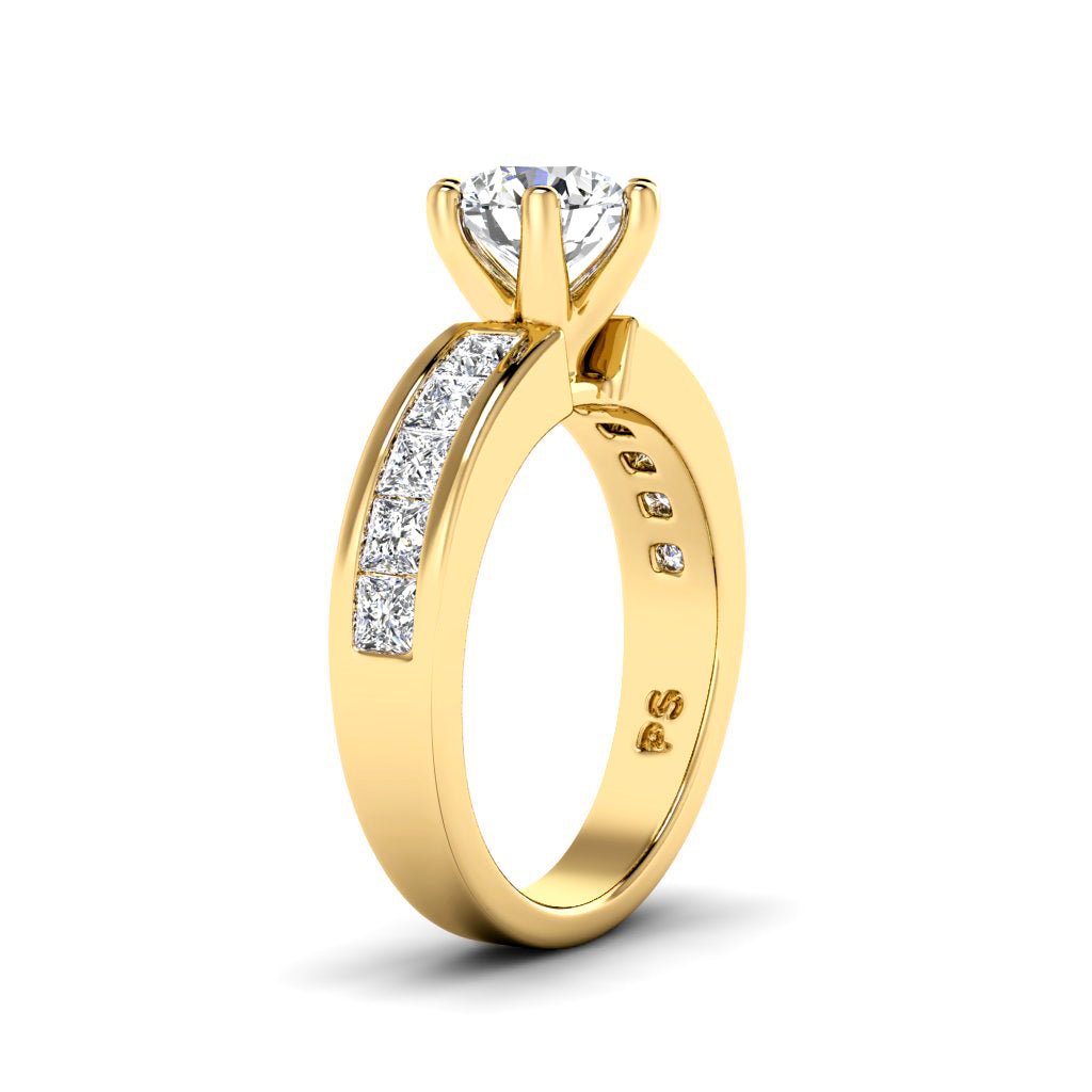 1.25-2.40 CT Princess & Round Cut Natural Diamonds - Engagement Ring