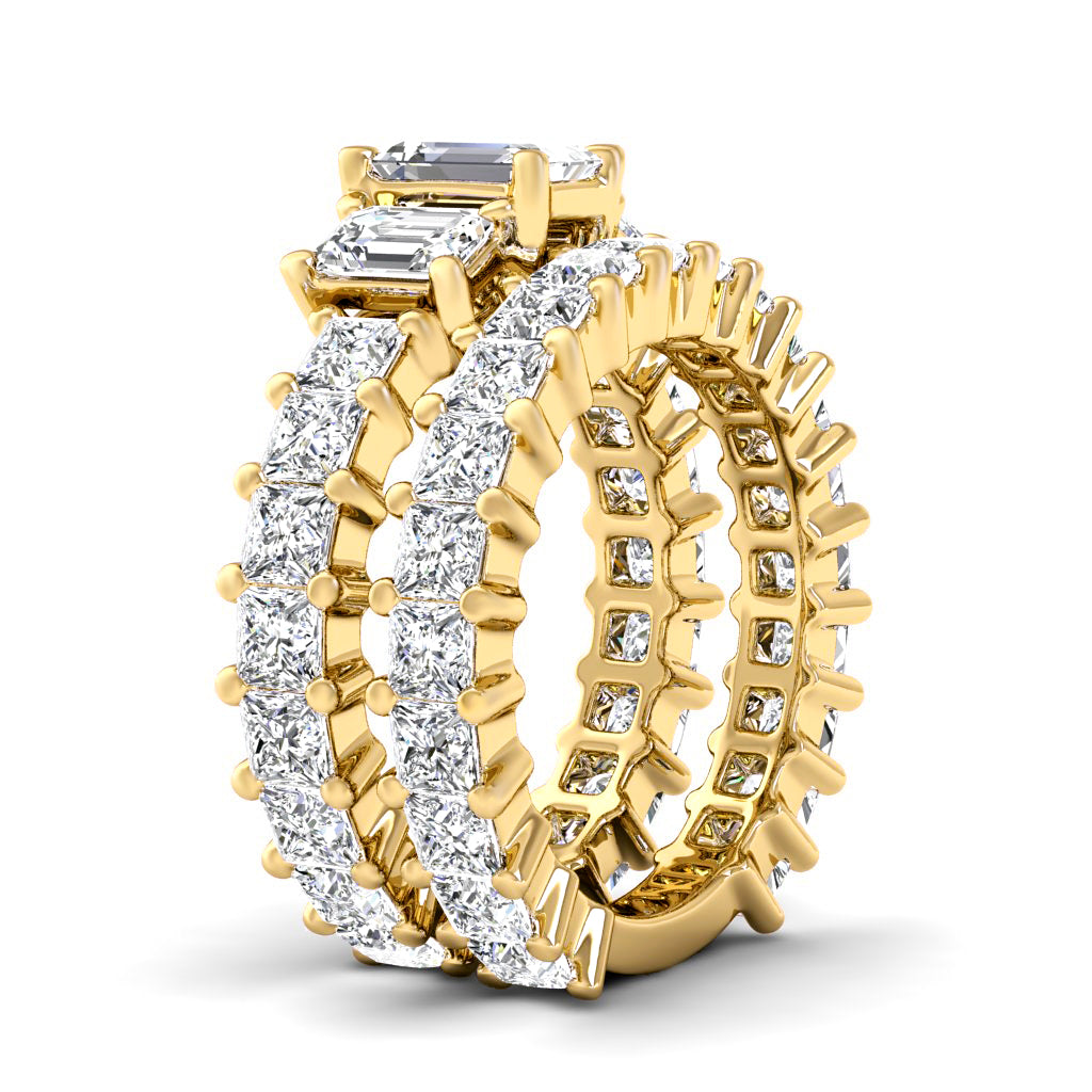 5.05-6.20 CT Emerald & Princess Cut Natural Diamonds - Bridal Set