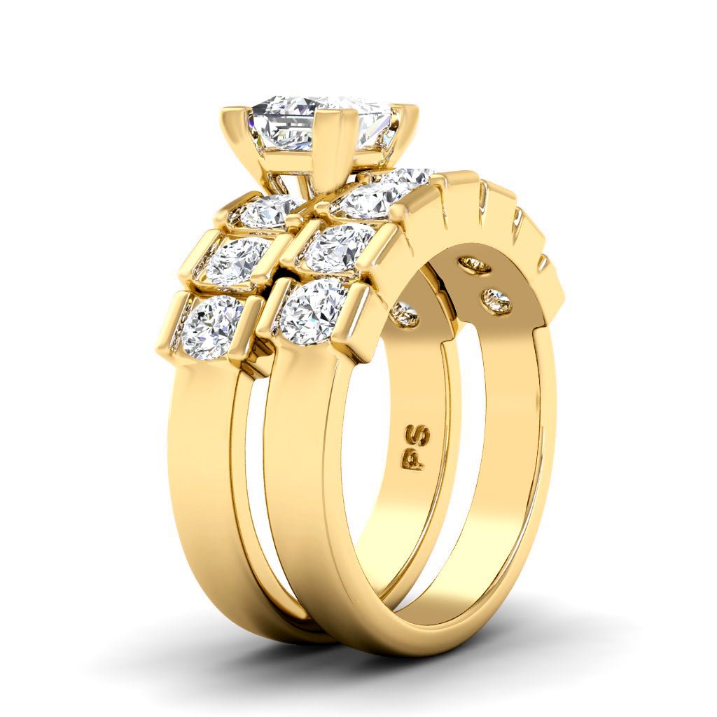 2.20 - 3.35 CT Princess & Round Cut Natural Diamonds - Bridal Set - Primestyle.com