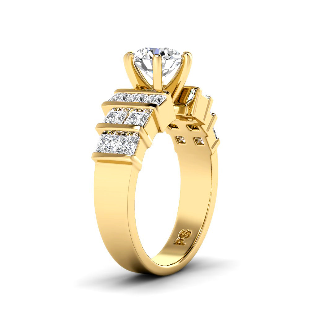 1.55-2.70 CT Princess & Round Cut Natural Diamonds - Engagement Ring