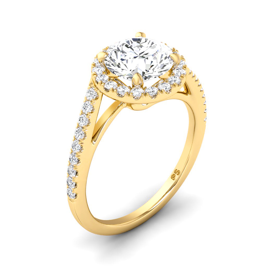 0.85-3.35 CT Round Cut Lab Grown Diamonds - Halo Ring